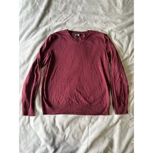 Apt. 9 Mens Burgundy V-Neck Sweater Maroon Knit Pullover Size Large
